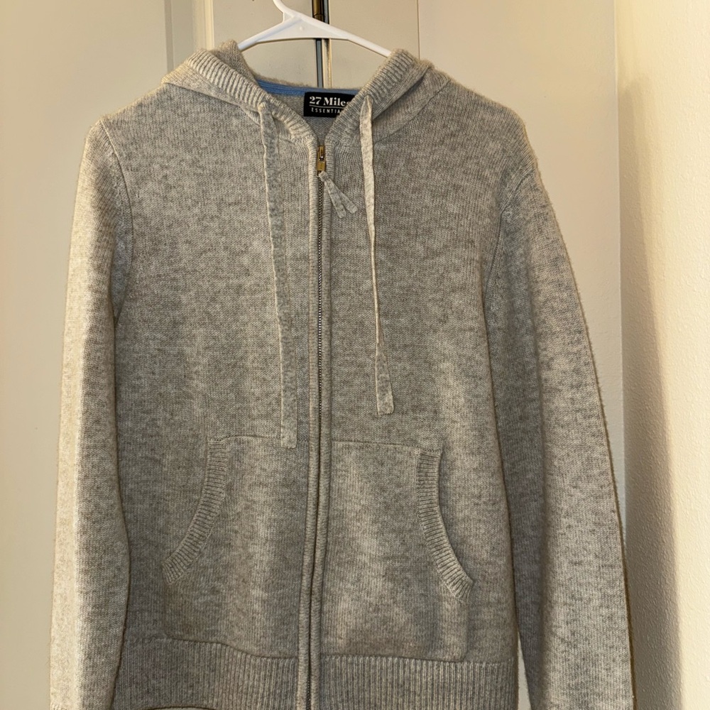 27 Miles Malibu Light Gray Zip-Up Sweater